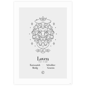 Plakat med stjernetegnet Løven - Sort