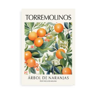 Plakat med orange træer og blade fra Torremolinos, Spanien
