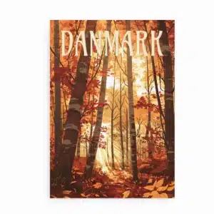 Plakat med dansk skov i efterårsfarver