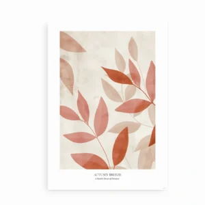 Botanisk plakat med terrakotta blade, isoleret på en hvid baggrund.