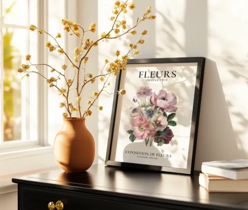Elegant blomsterplakat med fransk vintage-stil