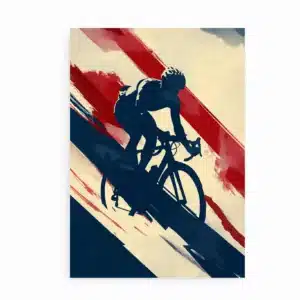 Indrammet Solo Tour-plakat med en silhuet af en cykelrytter på farverig baggrund.