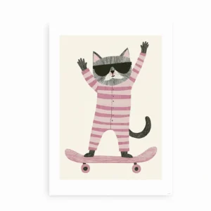 Cool cat on a skateboard