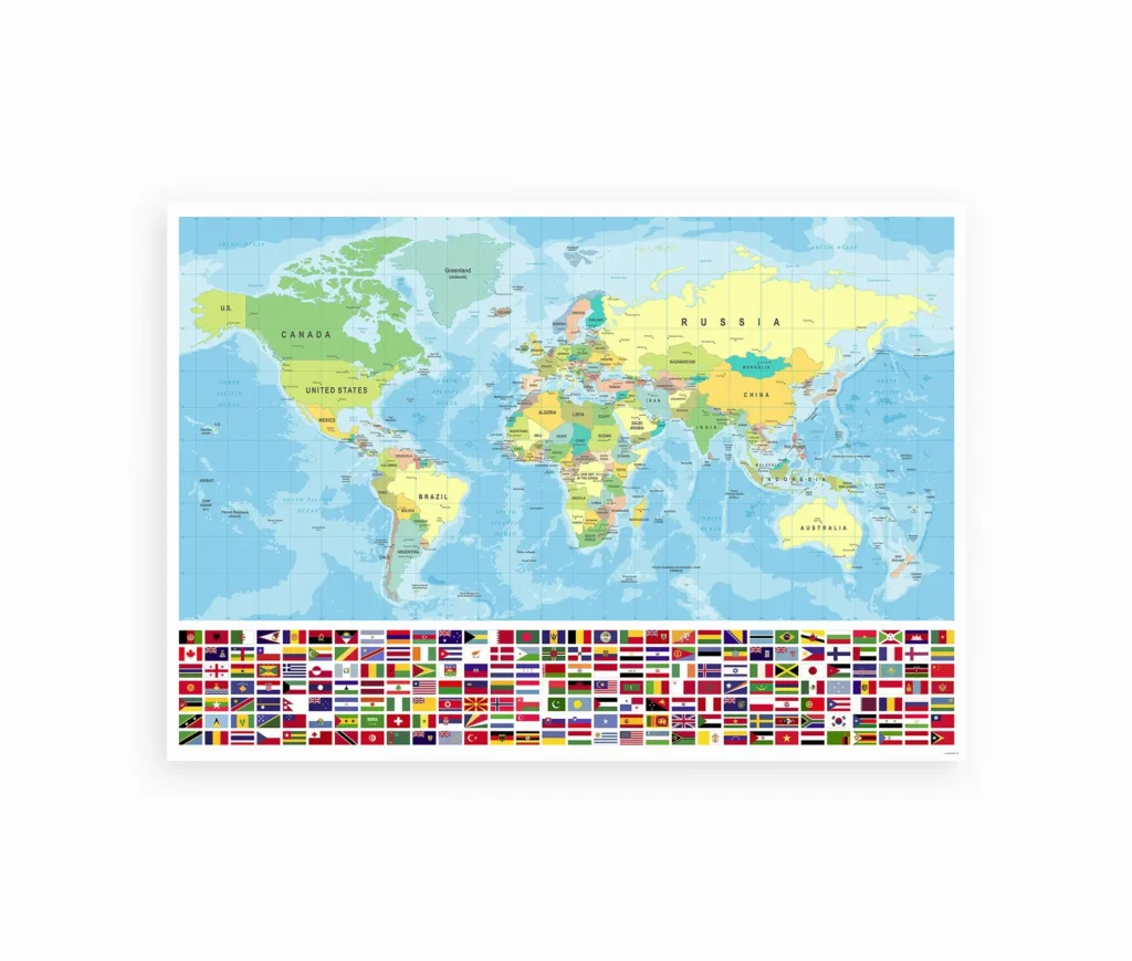 politisk-verdenskort-med-flag-farverig-plakat-navneleg-dk