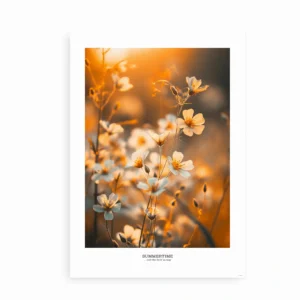 "Summertime"-plakaten uden ramme, med et tæt fokus på de detaljerede blomster i gyldent lys.