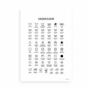 "Vaskeguide"-plakaten med en komplet oversigt over vaskeanvisninger.