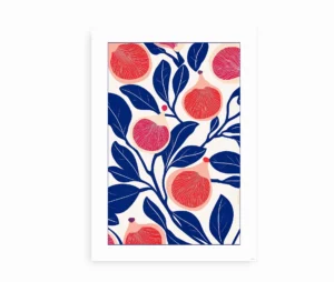 Figenfrugt-plakat med grafisk design trykt på papir, vist uden ramme.