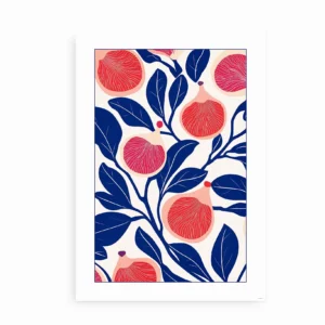 Figenfrugt-plakat med grafisk design trykt på papir, vist uden ramme.