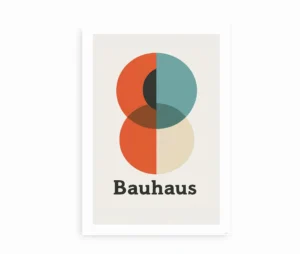 Bauhaus inspireret plakat med cirkler og tekst