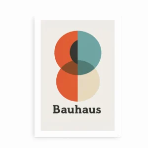 Bauhaus inspireret plakat med cirkler og tekst