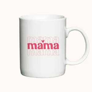 Keramikkrus med ordet Mama i et stilfuldt gentagende design.