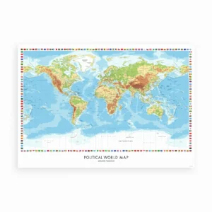Politisk verdenskort – Kort med grænser og flag