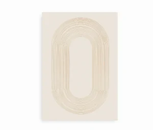 Plakat med ovale, gyldne linjer på lys baggrund