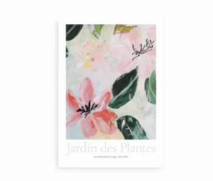 Fritlagt plakat med blomstermotiv og teksten Jardin des Plantes