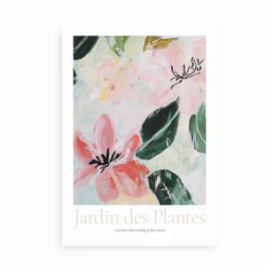 Fritlagt plakat med blomstermotiv og teksten Jardin des Plantes