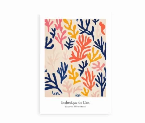 Kunstplakat med farverige koraller inspireret af Matisse