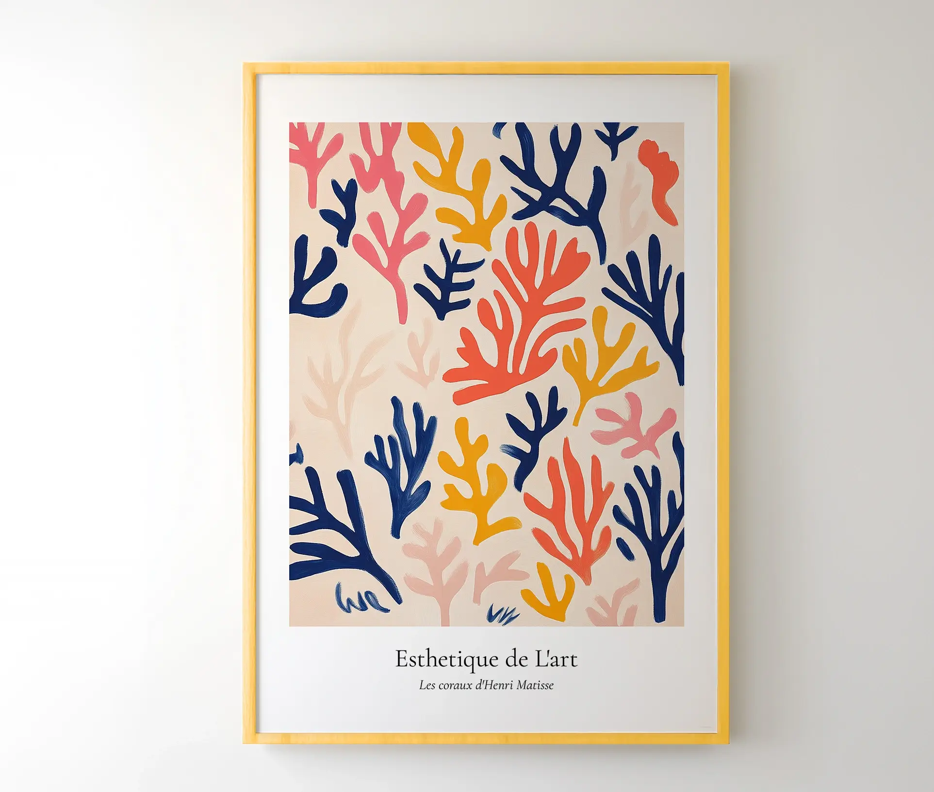 Matisse-plakat med farverige koraller og fransk tekst