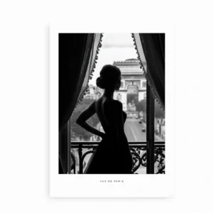 Ikke indrammet plakat med silhuetmotiv og Paris-baggrund