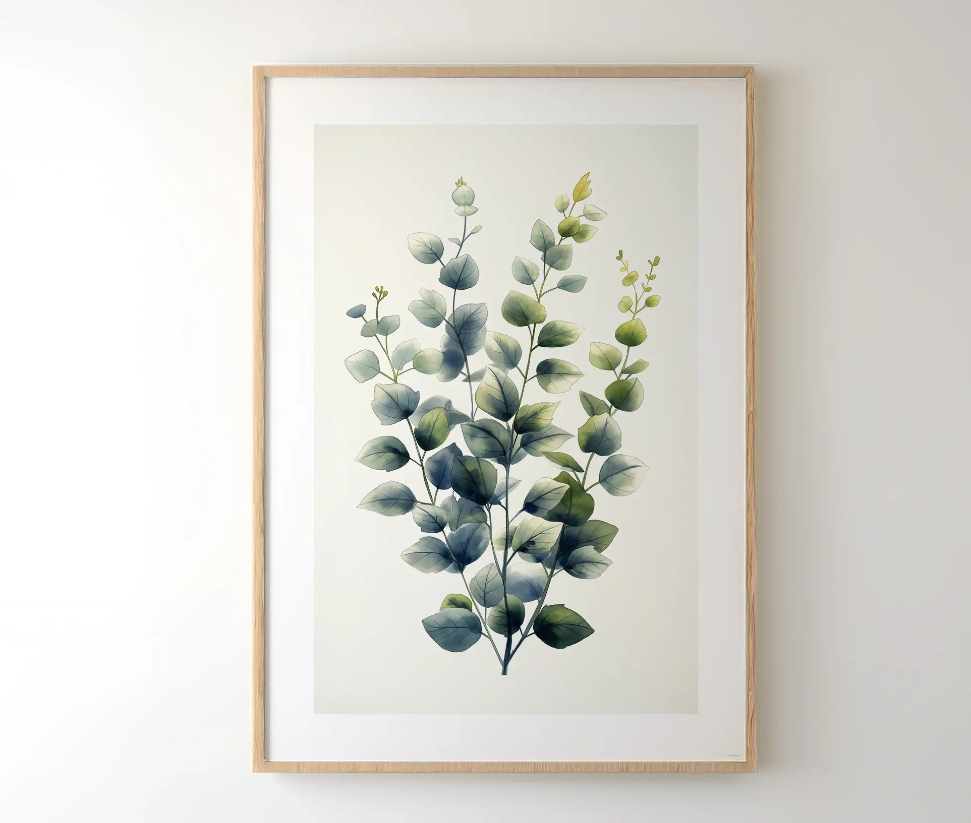 Fritlagt plakat med botanisk motiv af eukalyptusgrene