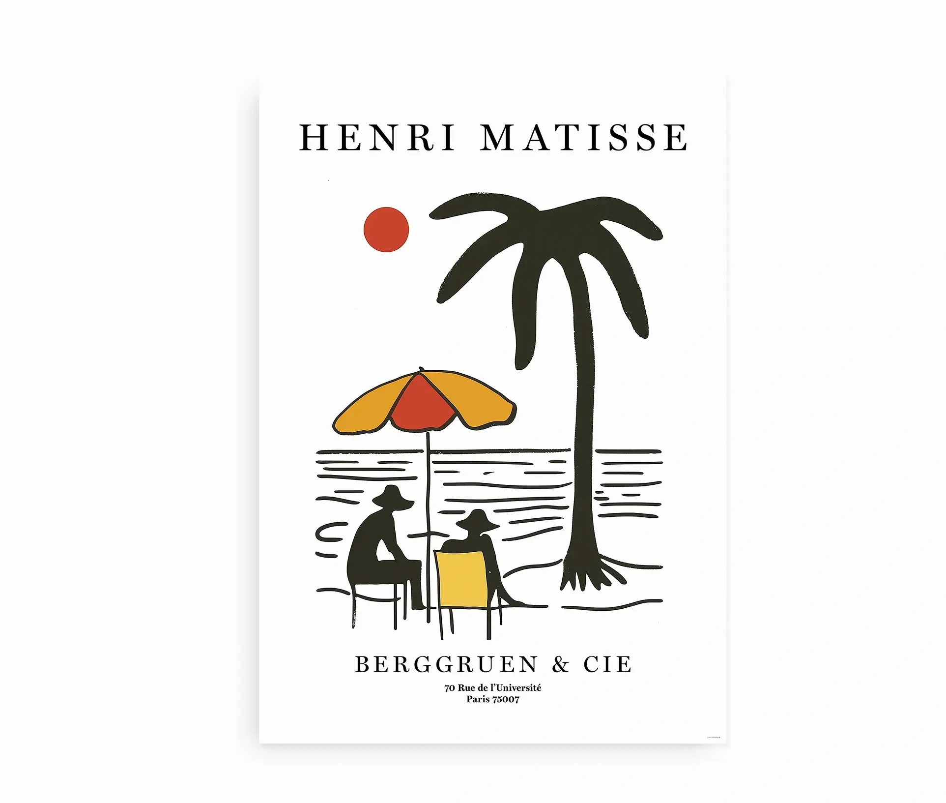 Henri Matisse plakat med strandmotiv, palme og parasol