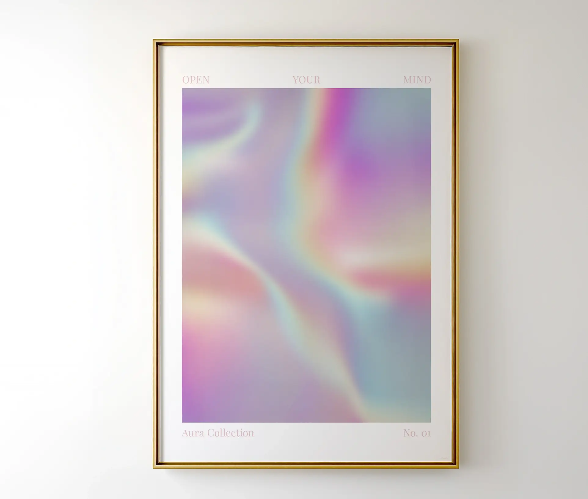 Plakat med farverig, abstrakt illustration i pastel – Aura Collection No. 1