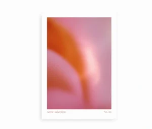 Plakat med abstrakt motiv i rosa og orange farver fra Aura Collection No. 2