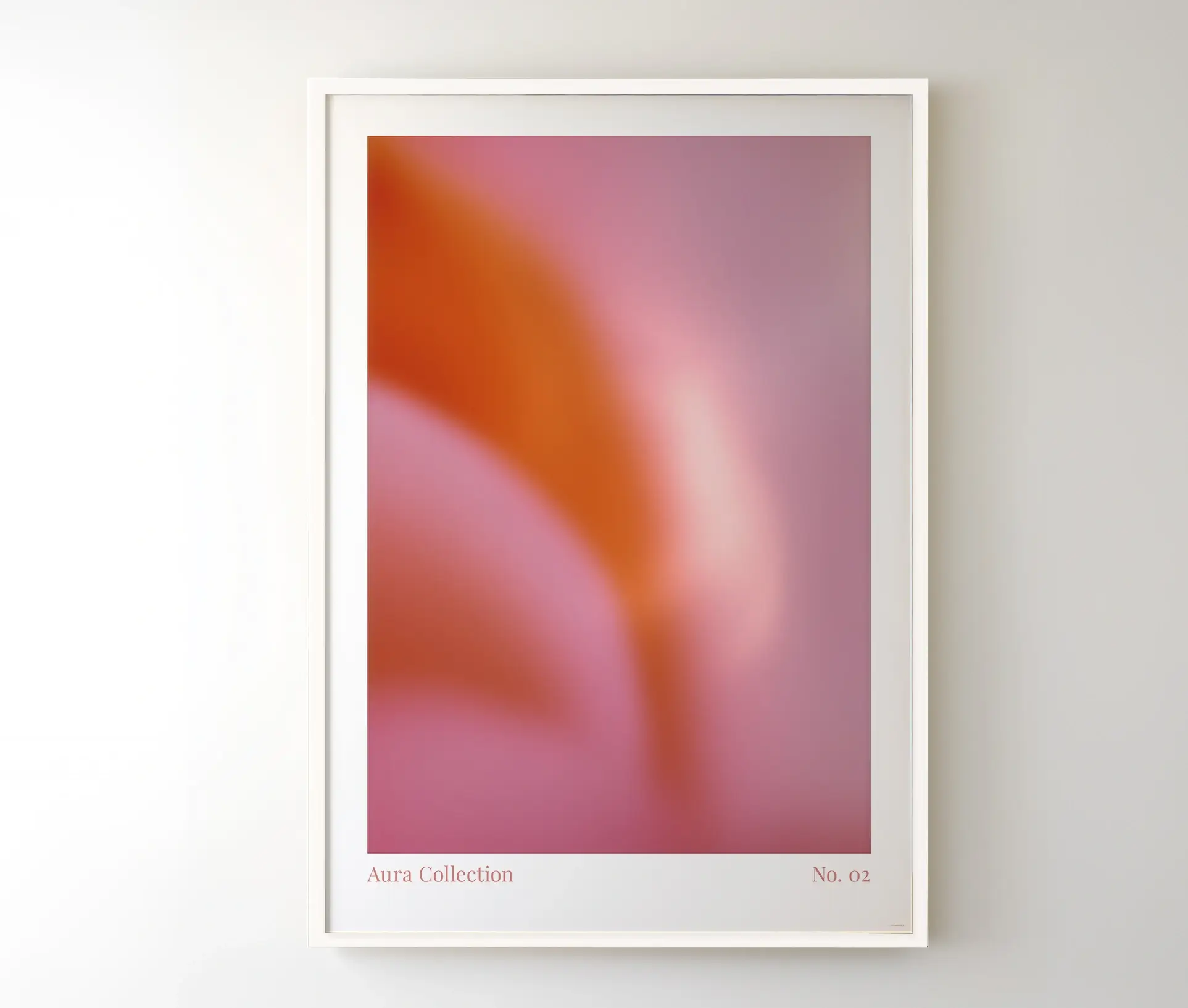 Indrammet plakat i rosa og orange farver fra Aura Collection No. 2