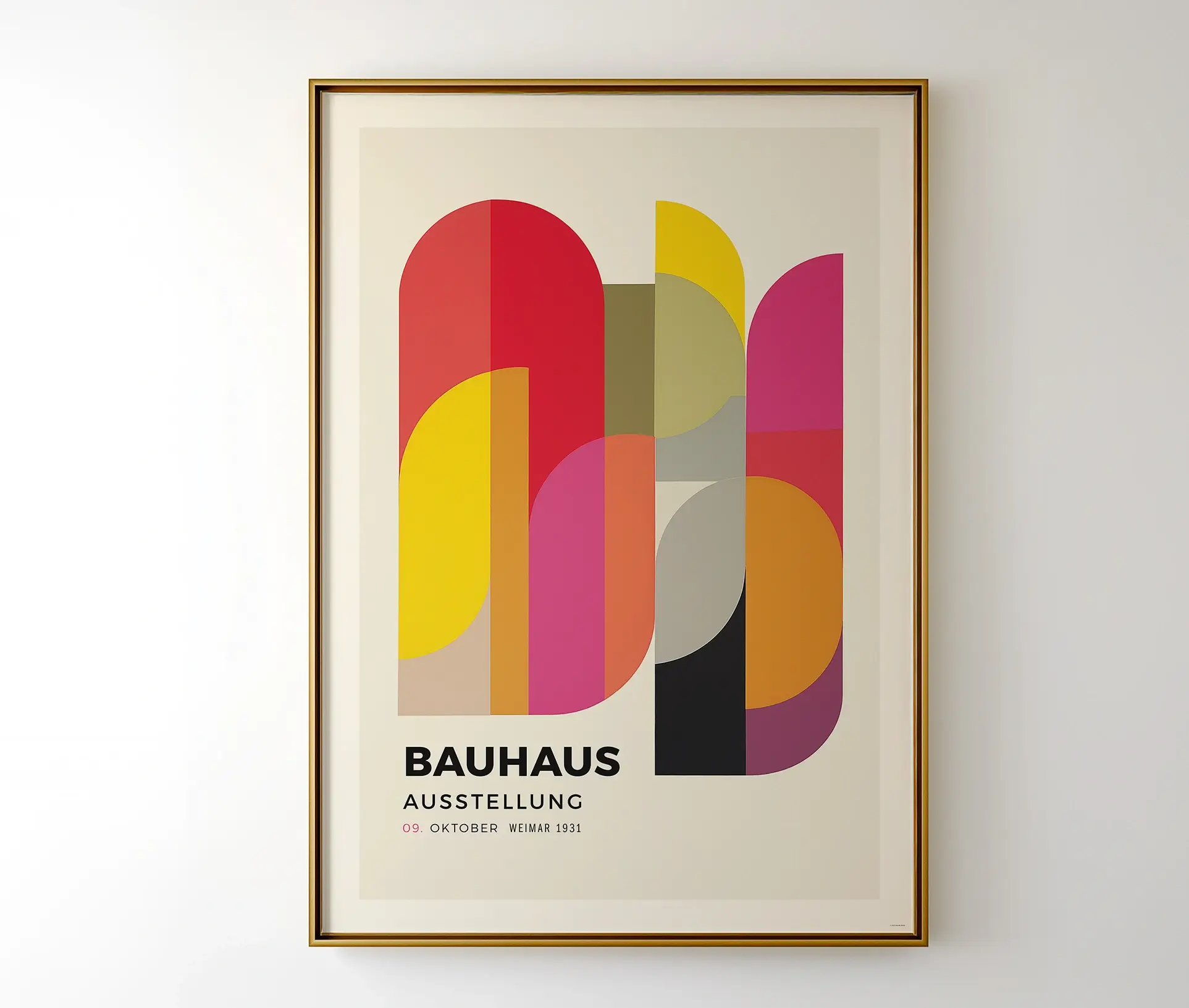 Indrammet Bauhaus-plakat i gallerivindue