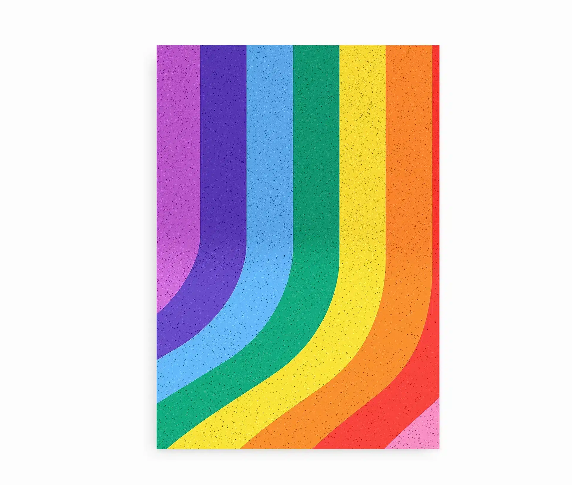 Plakat med grafisk regnbuemotiv i klare farver