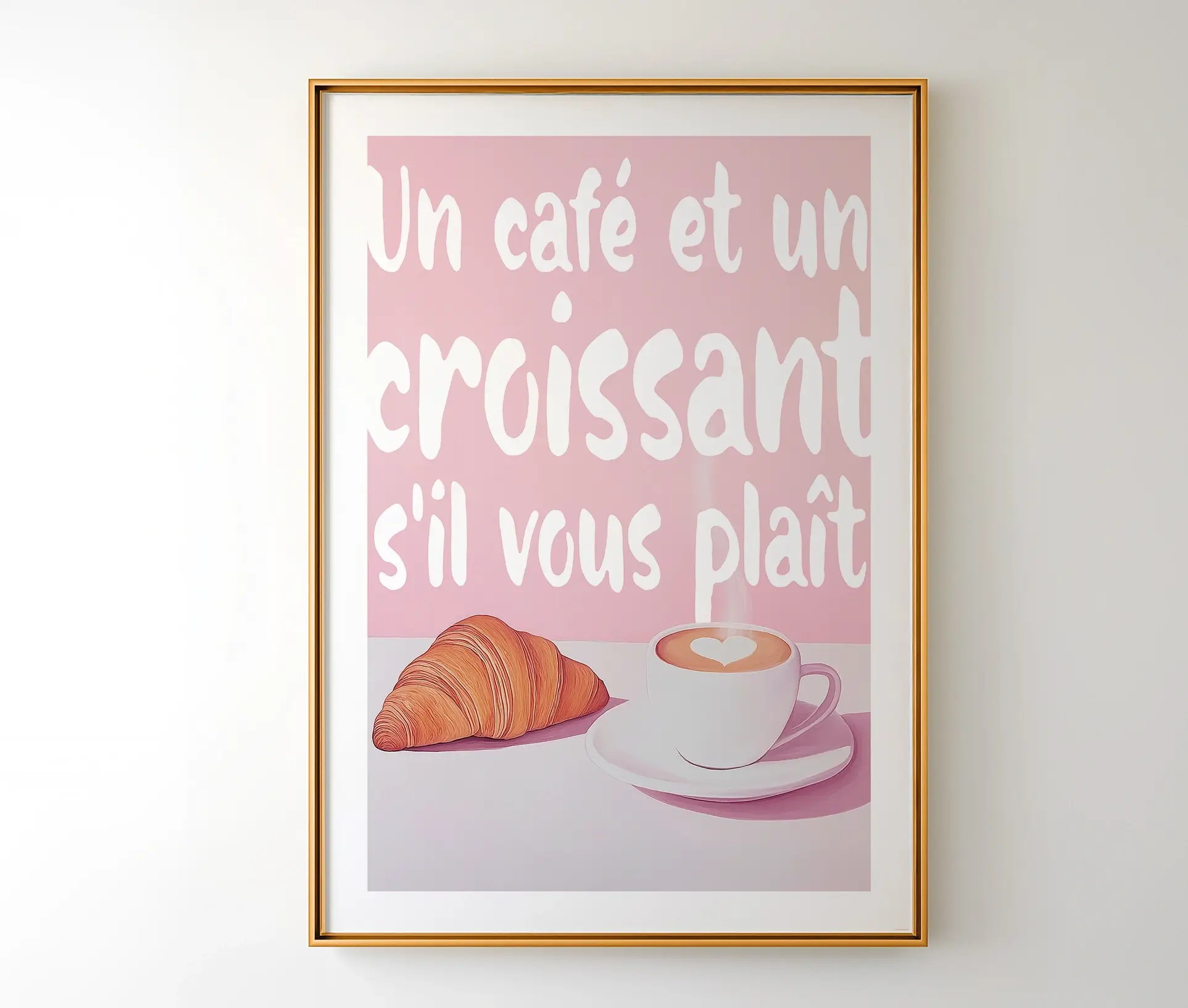 Plakat med fransk tekst og morgenmotiv i ramme