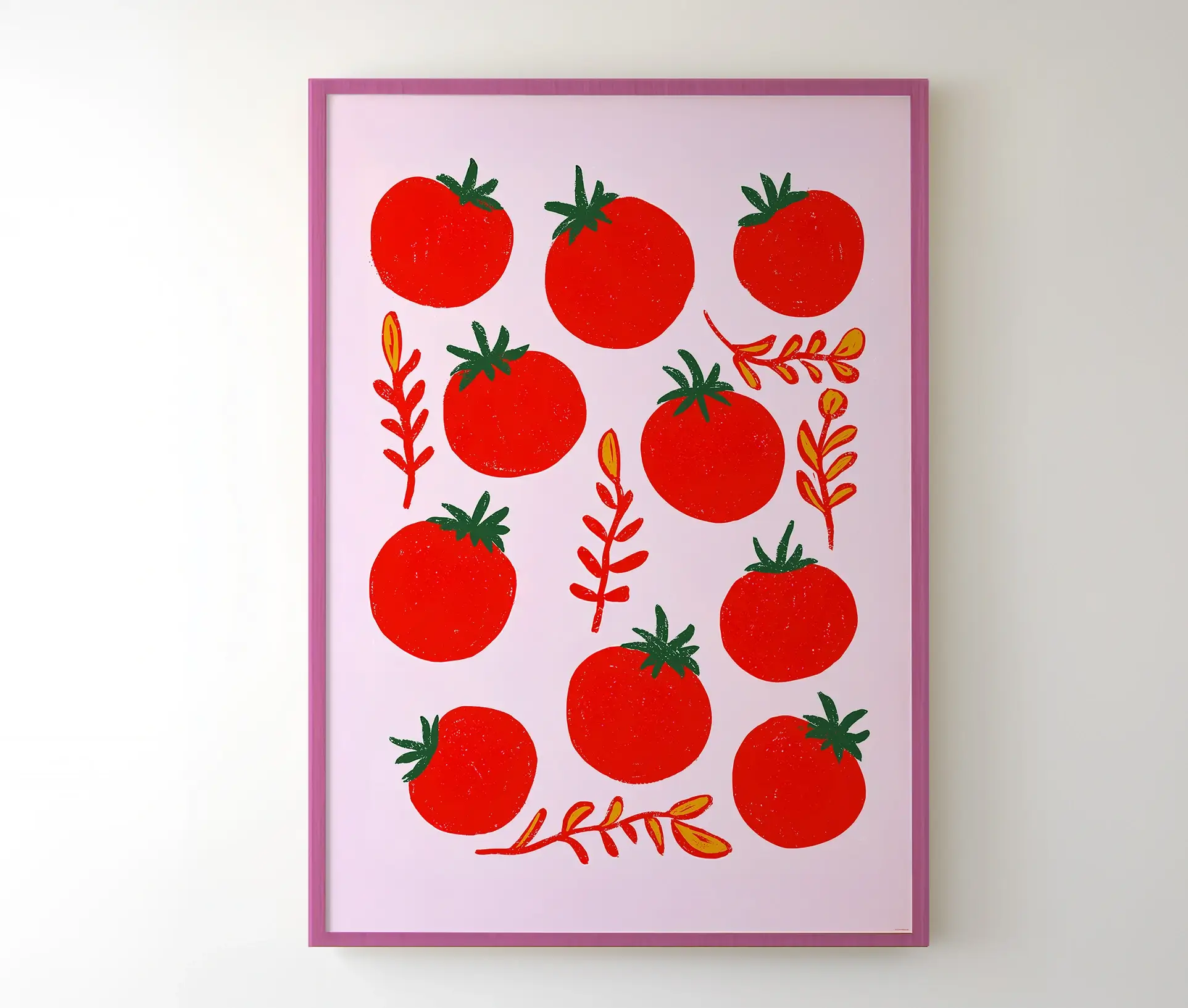 Plakat med illustration af tomater i ramme