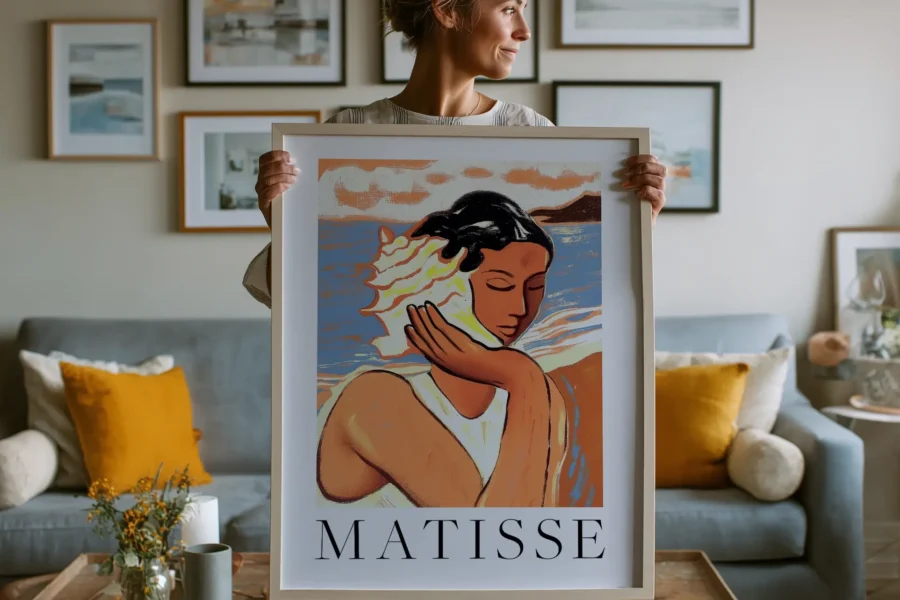 Plakat inspireret af Matisse med motivet Lady by the Sea