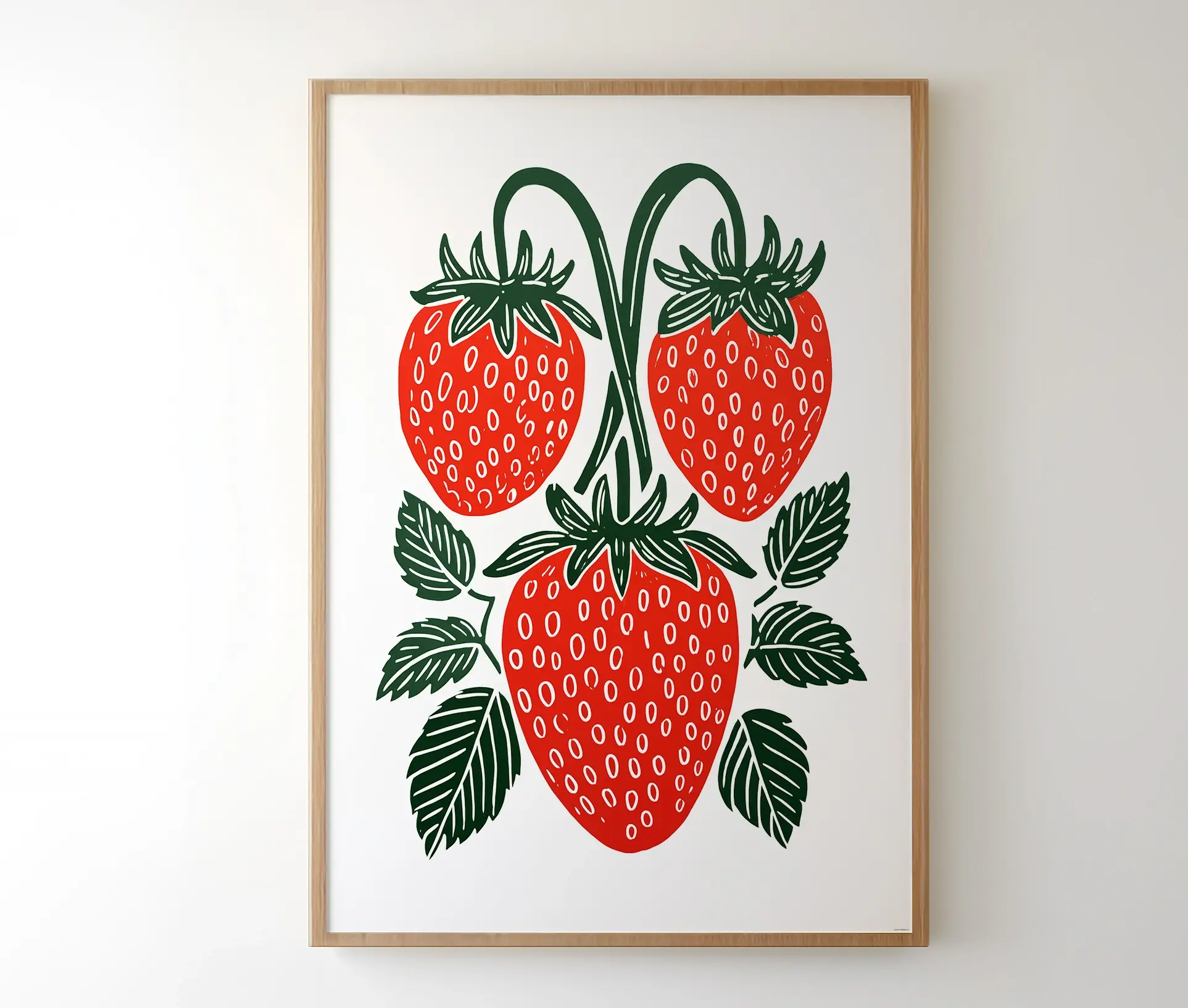 Plakat med jordbærillustration i ramme