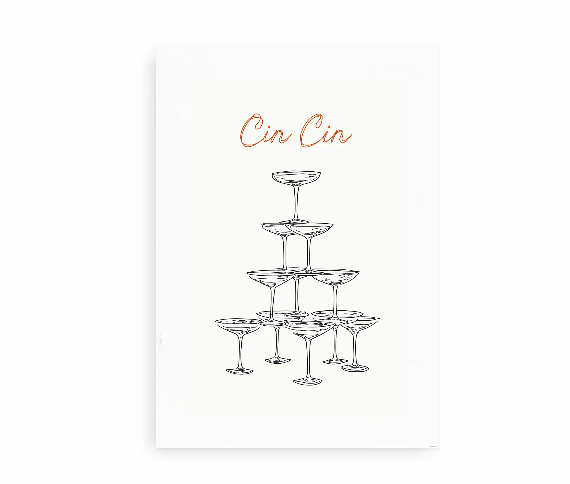 Plakat med teksten Cin Cin og illustration af cocktailglas.
