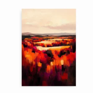 Abstrakt kunstplakat med landskab i varme efterårsfarver – Abstract Autumn