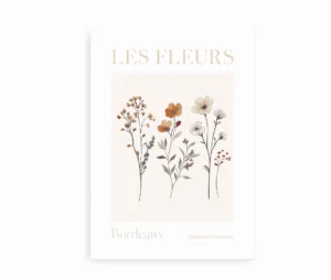 Fleurs d’automne kunstplakat med blomsterillustrationer i efterårsfarver.