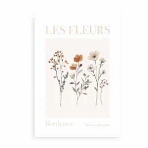 Fleurs d’automne kunstplakat med blomsterillustrationer i efterårsfarver.