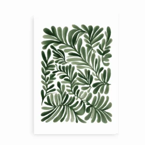 Moderne plakat med grønne blade på hvid baggrund