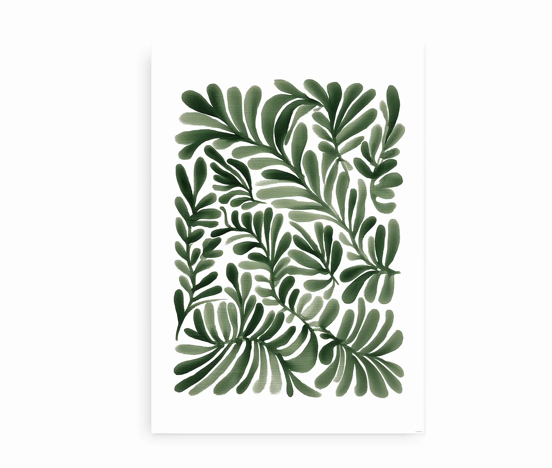 Moderne plakat med grønne blade på hvid baggrund