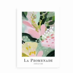 La Promenade plakat med fransk kunstmotiv i grønne og rosa nuancer