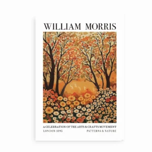 William Morris Patterns & Nature plakat med blomster og træer.