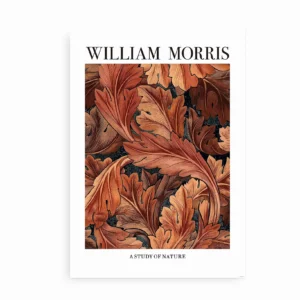 William Morris plakat – Study of Nature med botanisk mønster i varme farver.