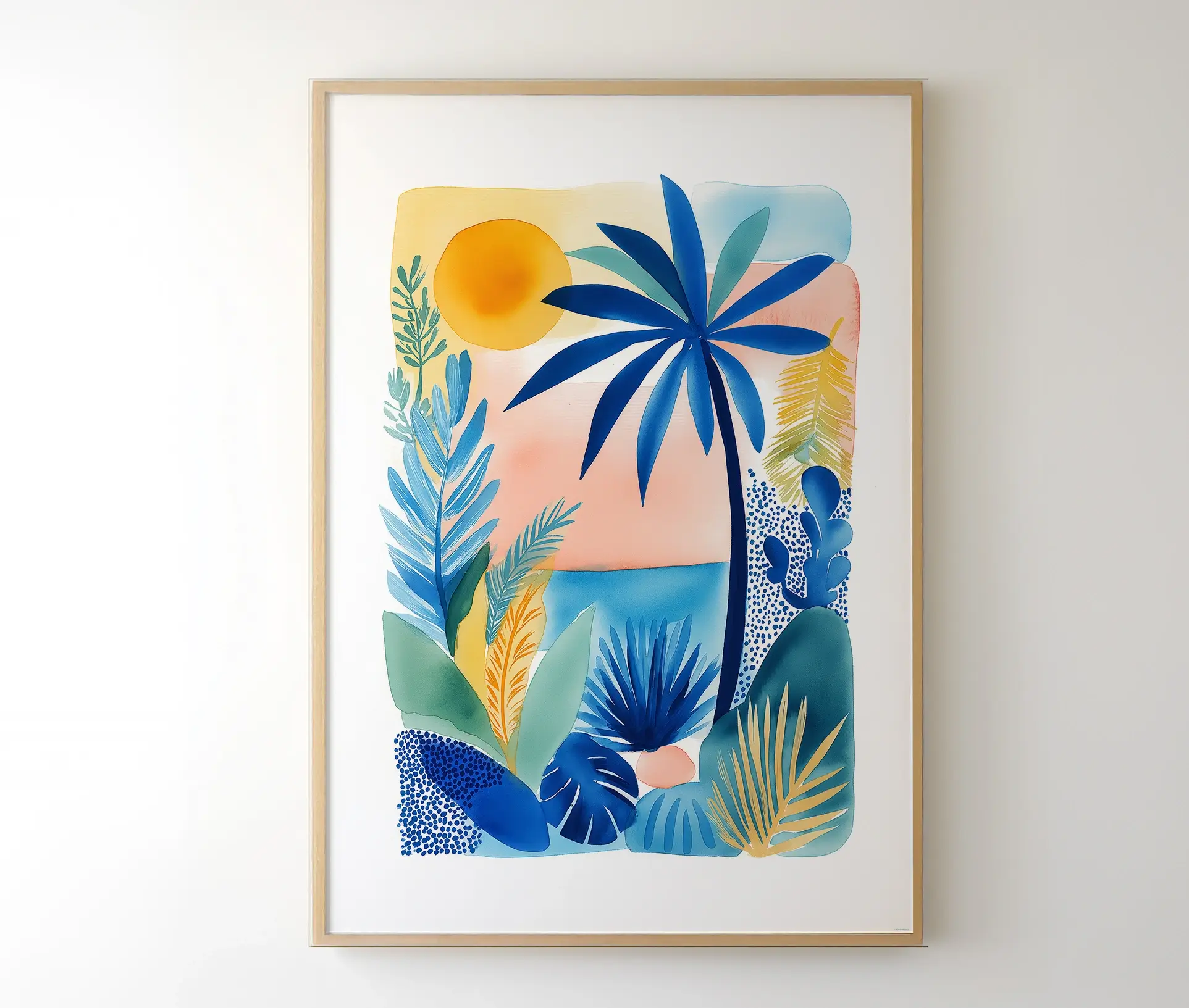 Tropisk plakat La Isla Bonita indrammet på væg