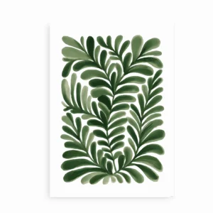 Moderne plakat med grønne blade på hvid baggrund