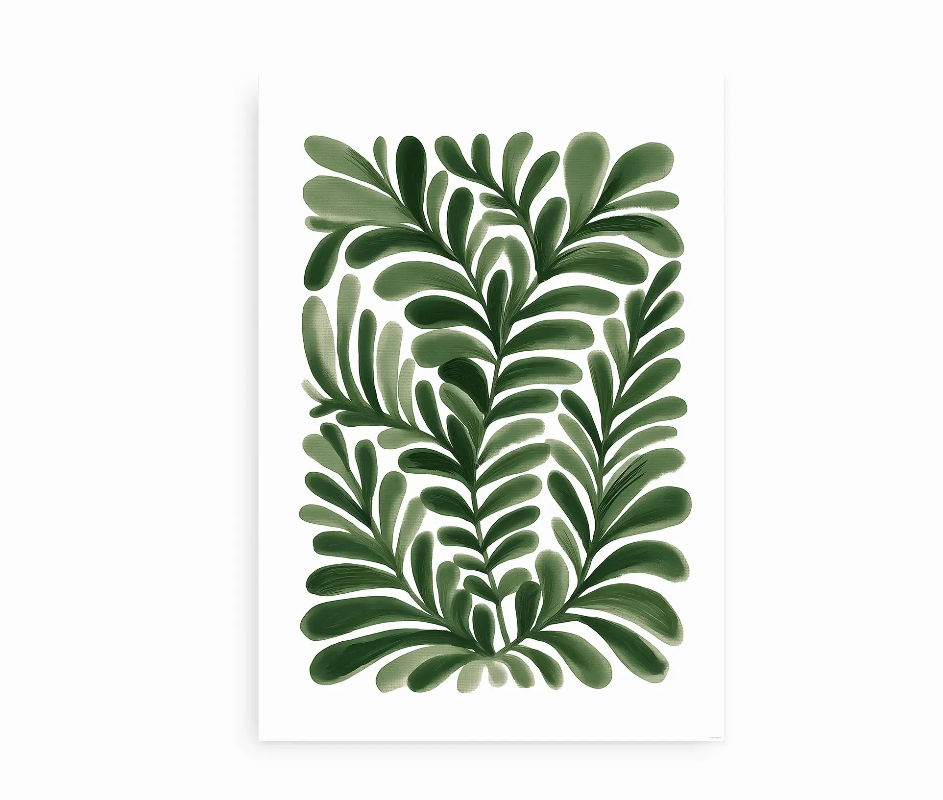 Moderne plakat med grønne blade på hvid baggrund