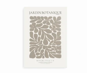 Plakat med botanisk illustration i beige stil inspireret af Matisse