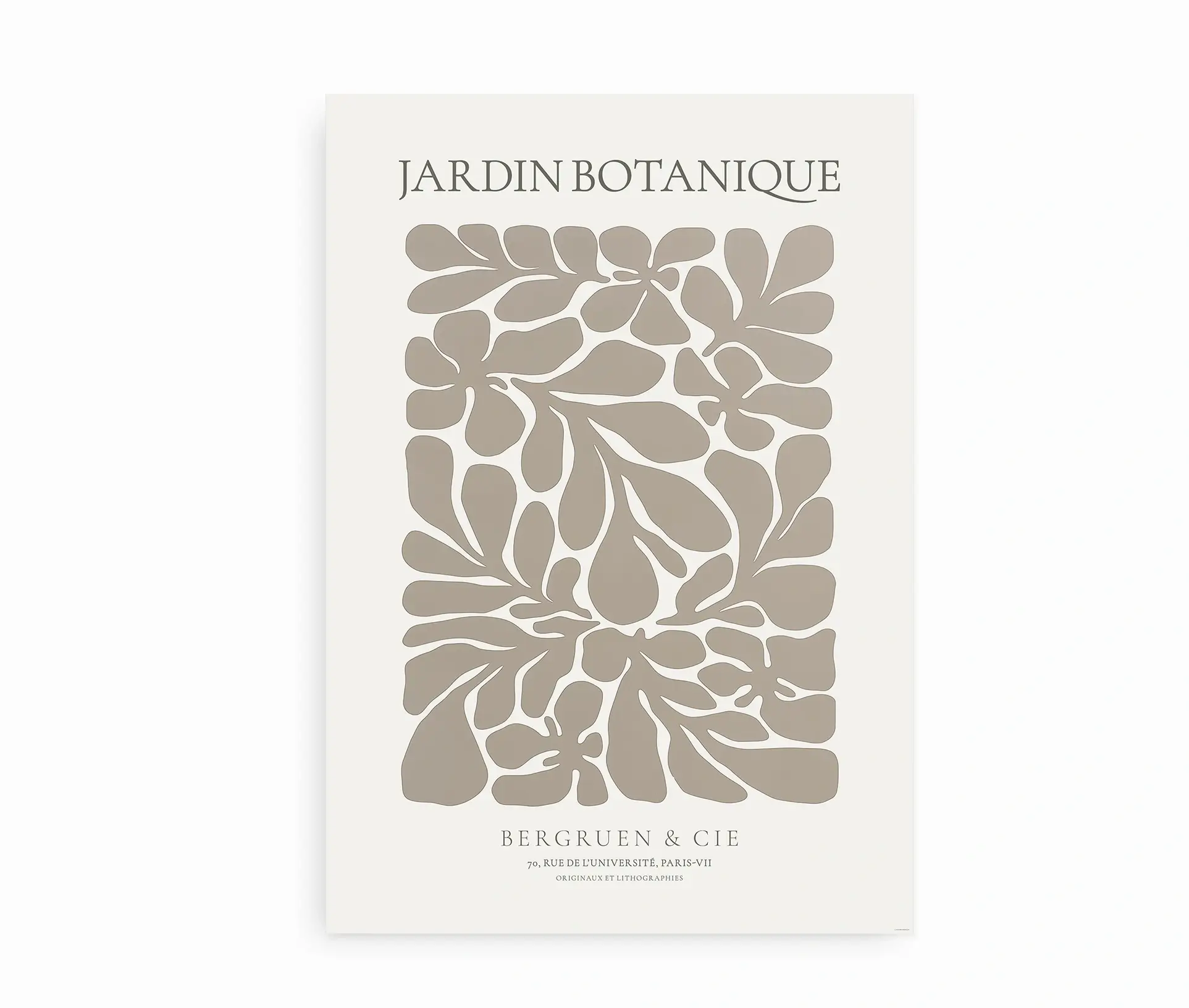 Plakat med botanisk illustration i beige stil inspireret af Matisse