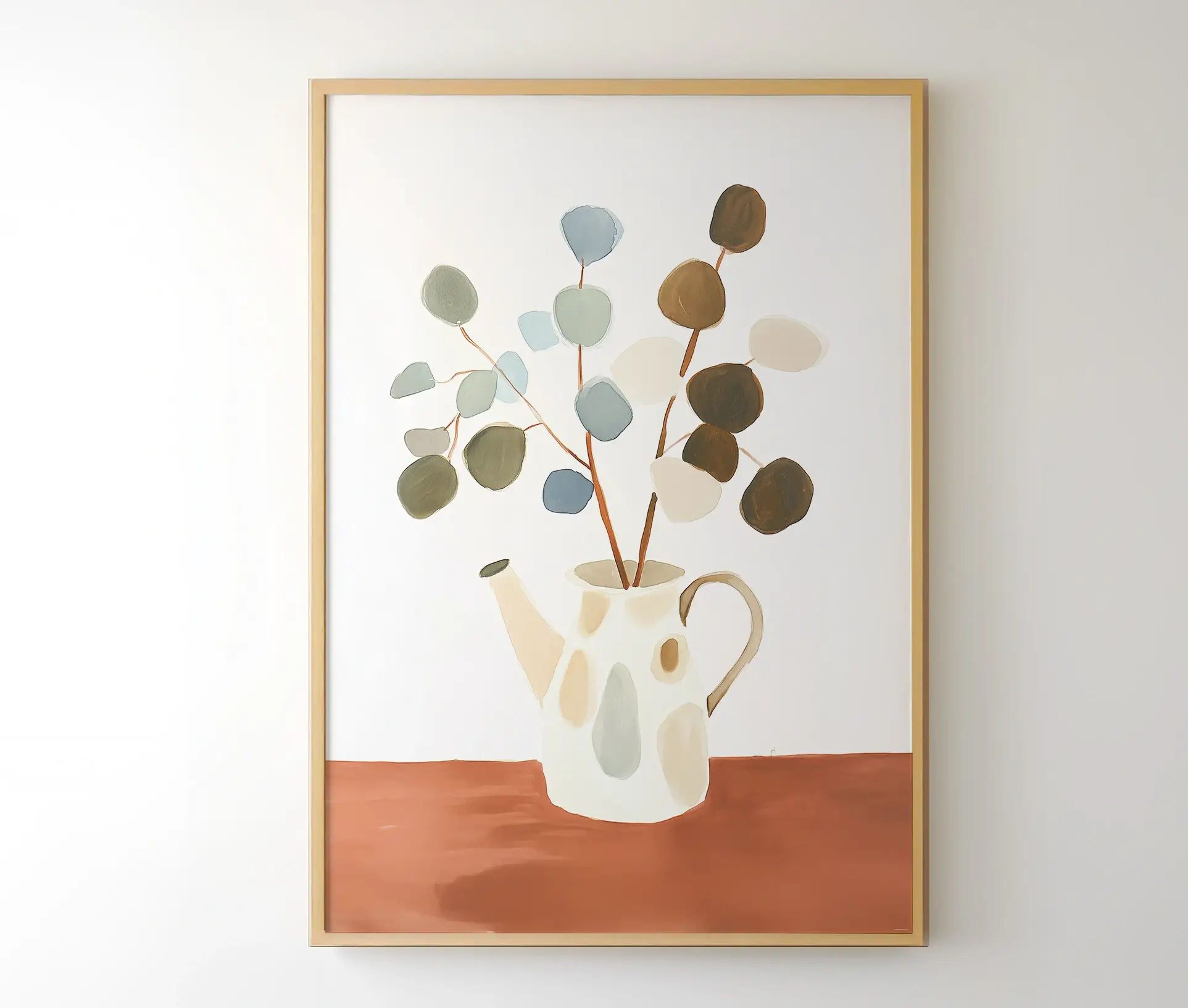 Botanical Jug plakat i træramme ophængt på væg.