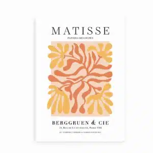 Kunstplakat inspireret af Henri Matisse i varme orange og gule nuancer