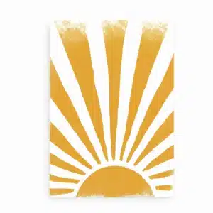 Golden Sunrise plakat med gylden sol og stråler